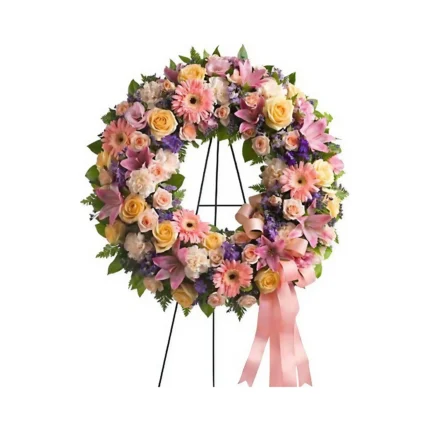 CORONA DE FLORES ROSA DE LILIUMS