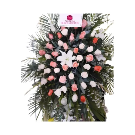 Lágrima Fúnebre Grande de Rosas blancas y rosadas F48